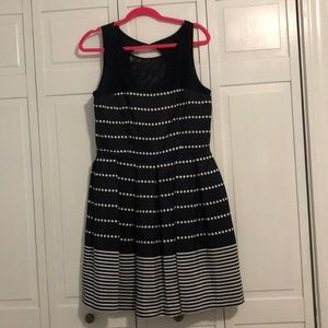 Taylor Fit and Flare Dress with Sheer Top